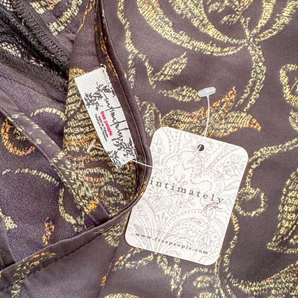 FREE PEOPLE Y2K Boho Butterfly Strappy Lace Detail Camisole Slip Vest Top NWT L - Picture 7 of 8